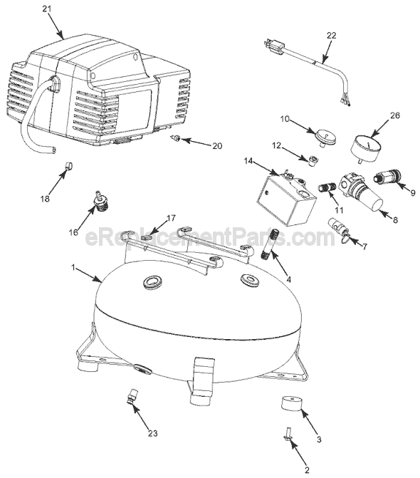 Page A Diagram and Parts List for CPFAC2600P-W Type 1 Porter Cable Compressor